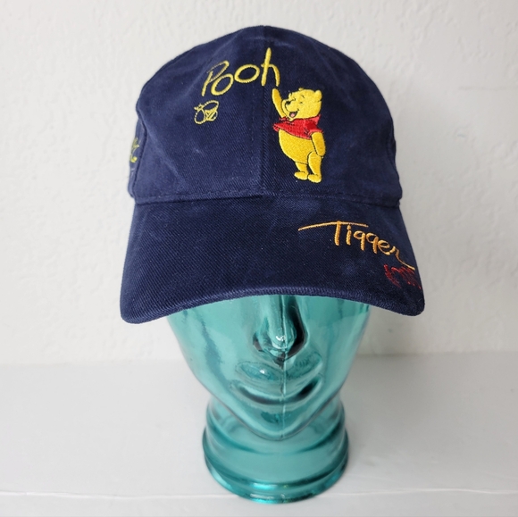 Walt Disney World Blue Vintage Winnie the Pooh Tigger Piglet Rabbit Hat Cap - Picture 1 of 10